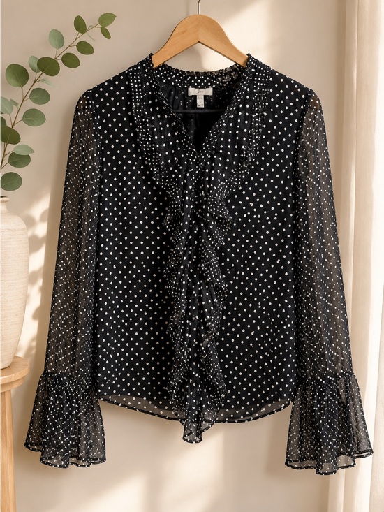 Joie Tops - Joie Silk Polka Dot Ruffle Blouse Black & White Sz. Small